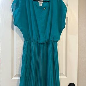 Teal Pleated Dress